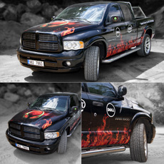 Reklamní celoplošný polep vozu Dodge Ram 1500 pro DELL Computer, spol. s r.o. a Intel Czech Tradings, Inc.